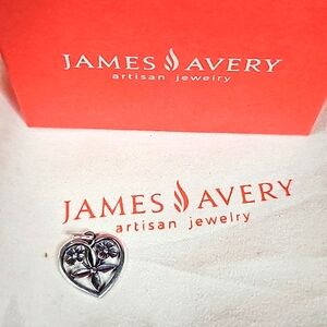 Retired JAMES AVERY Heart Charm w/ 3 Flowers - RARE